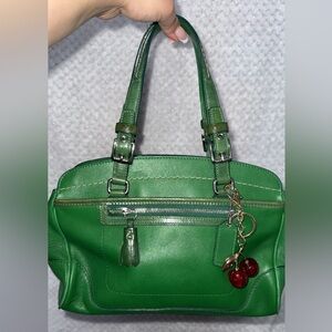 Green leather coach Hampton